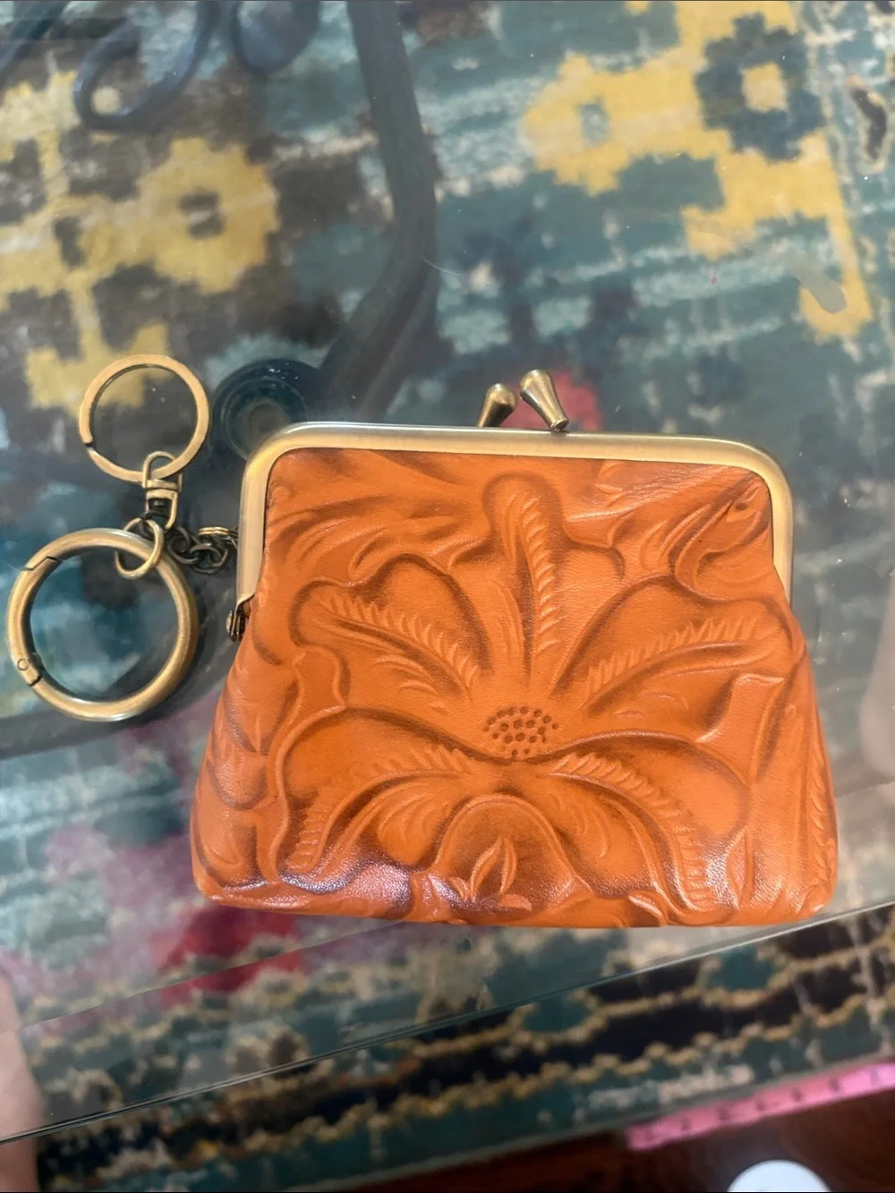 Patricia Nash Tooled Leather Coin Purse in Tan